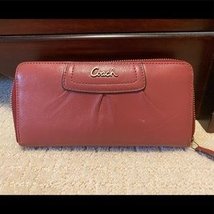 Authentic Coach Wallet-pink leather